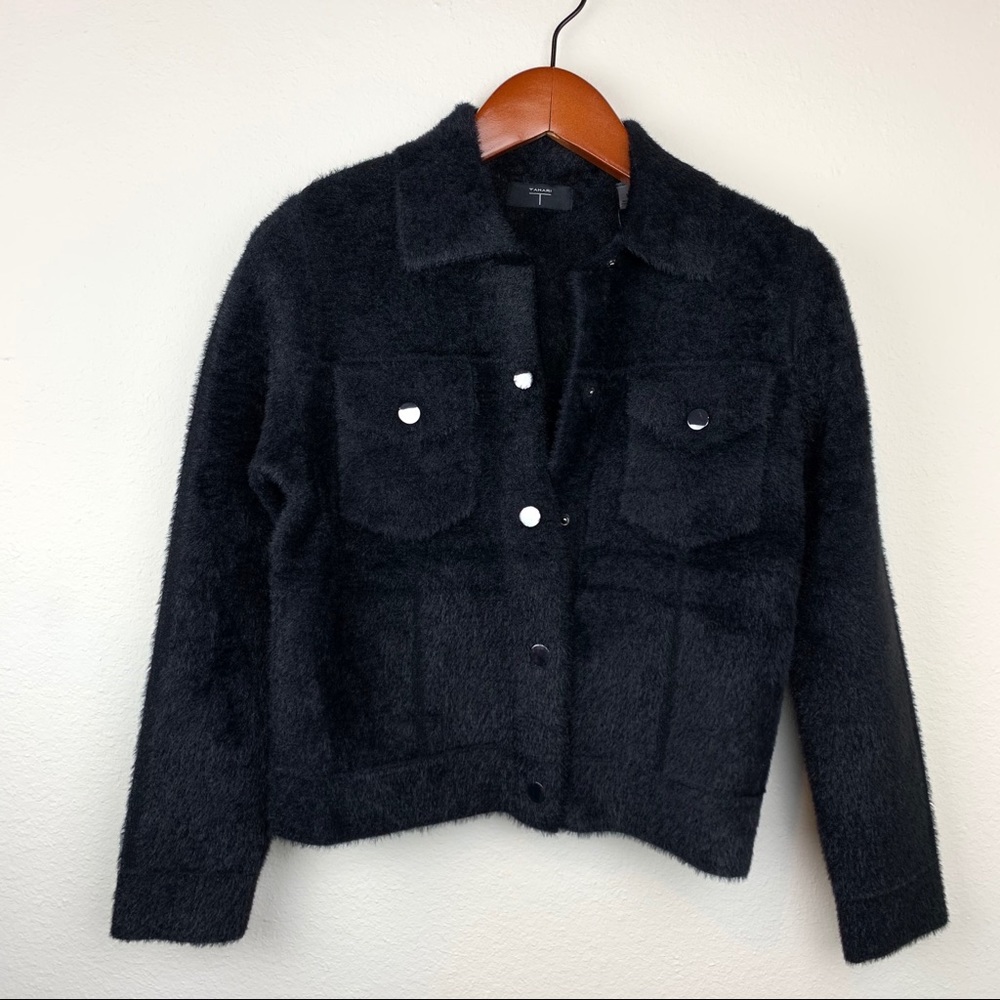 Tahari Wool Fuzzy Teddy Soft Moto Jacket Blazer Soft - Picture 2 of 8